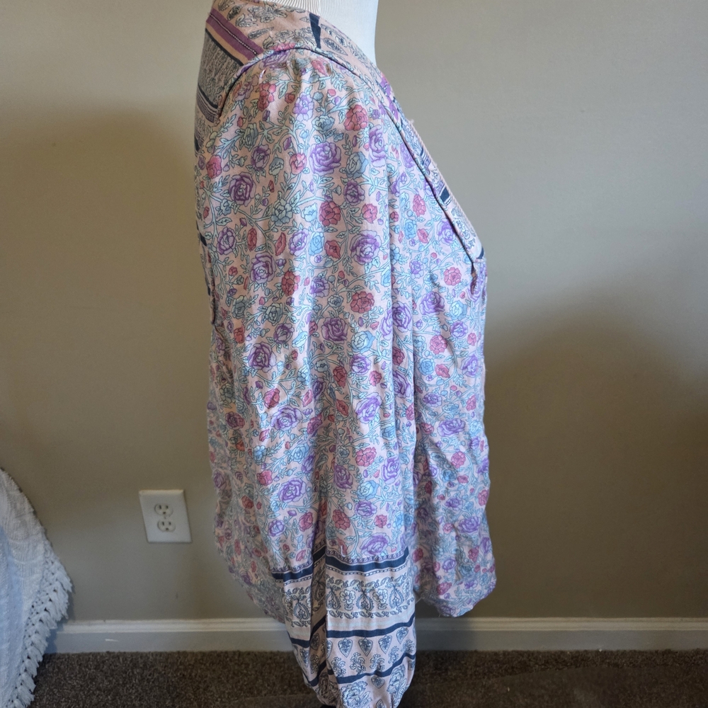Lucky Brand Pastel Paisley Lace-Up Peasant Tunic - Picture 9 of 11
